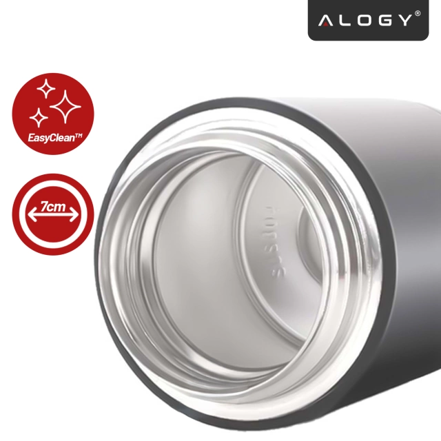 Alogy Termos obiadowy na jedzenie zupe dla dzieci 700ml ze stali nierdzewnej + składana łyżeczka termiczny szary