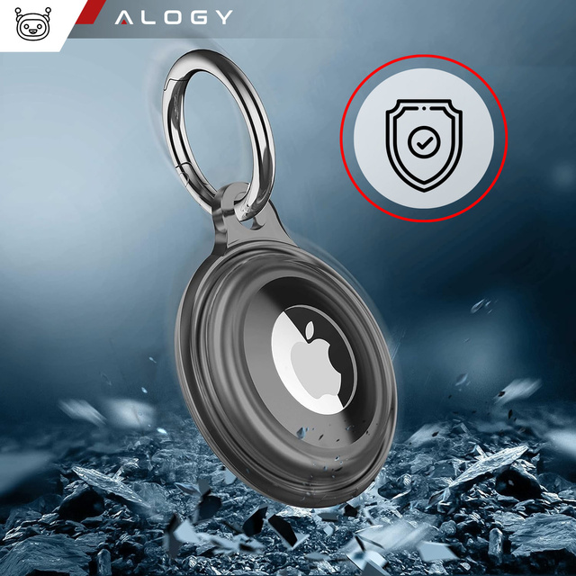 Alogy 2x Etui Protect Case 360 IPX8 Wodoodporne do Apple AirTag Obudowa z zawieszką matowe Czarne