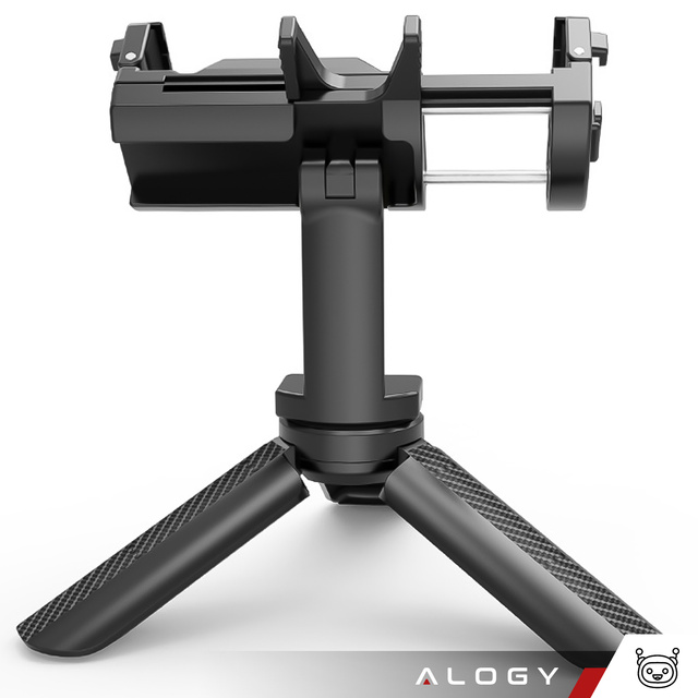 Alogy Uchwyt mini statyw na telefon aparat stojak podstawka regulowany obrotowy 360 Tripod selfie do zdjęć Czarny