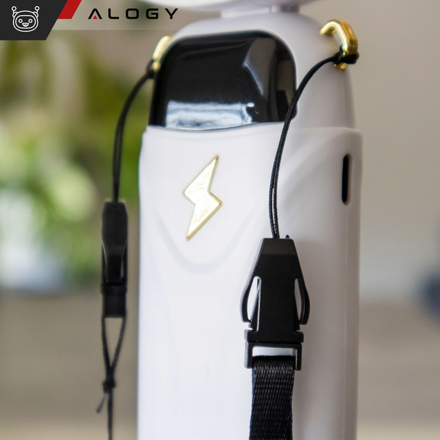 Alogy Wentylator Wiatrak wiatraczek ręczny bezprzewodowy przenośny do ręki na biurko z uchwytem na telefon USB-C biały