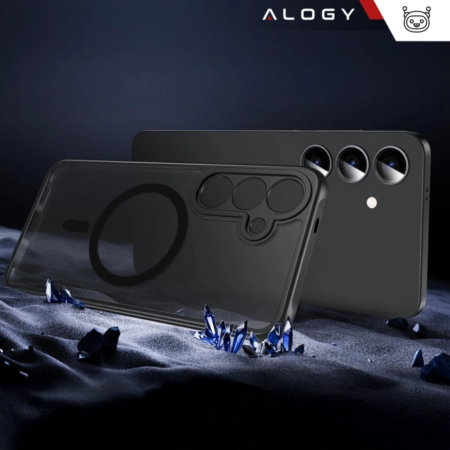 Etui do Samsung Galaxy S25 obudowa ochronna na telefon Alogy Matte HybridMag™️ Case do MagSafe Matowe Czarne + Szkło