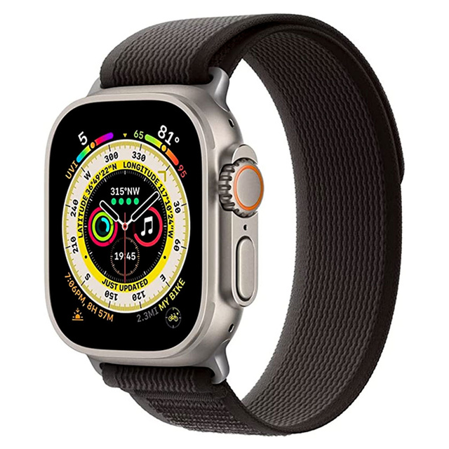 Alogy Pasek nylonowy Sport na rzep do Apple Watch 4/5/6/7/8/SE/Ultra (42/44/45/49mm) Czarno-pomarańczowy