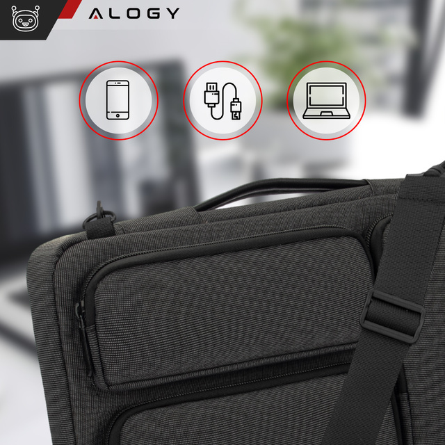 Alogy Torba Etui na MacBooka, laptopa, tableta 15.6" z paskiem na ramię Czarna