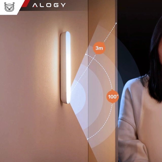 Lampka nocna Alogy Sensor Lamp z czujnikiem ruchu lampa szafkowa biurkowa na magnes Biała