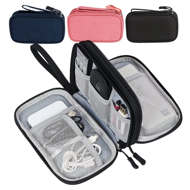 Etui Podróżne na Akcesoria, Organizer na Kable, Ładowarki, Telefon i Powerbank, Wielofunkcyjne i Kompaktowe 21 x 12,5 x 5 cm, Alogy TravelPack™ – Czarne