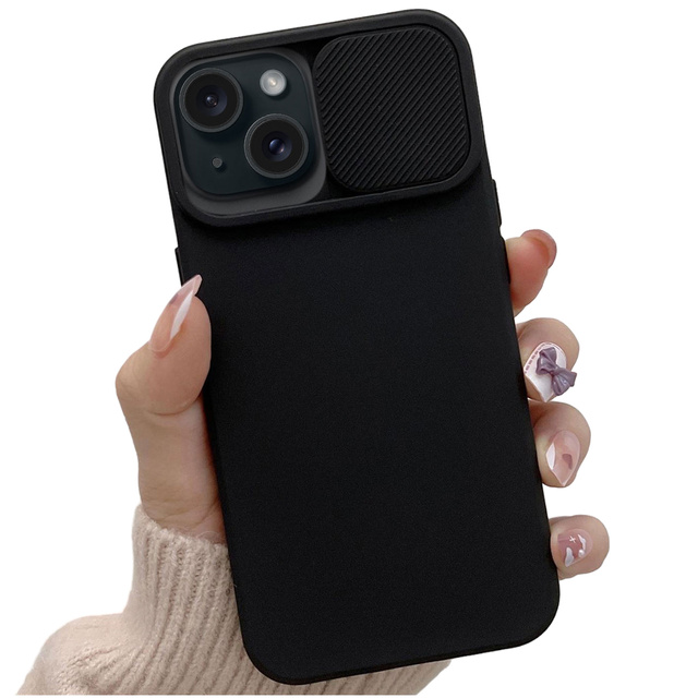 Alogy Camshield Soft Matt Etui ochronne do Apple iPhone 15 Plus obudowa ochronna z osłoną na aparat Slide Czarne