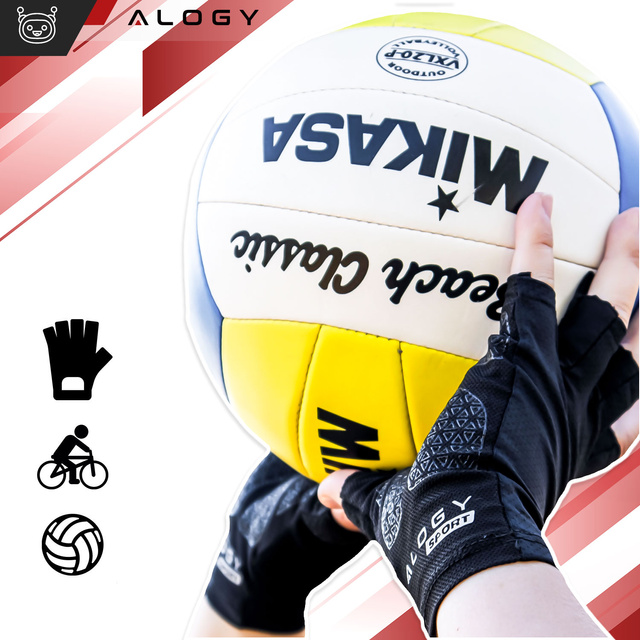 Alogy Rękawiczki rowerowe L krótkie bez palców męskie damskie Unisex sportowe na rower na MTB Gravel Kross Czarne