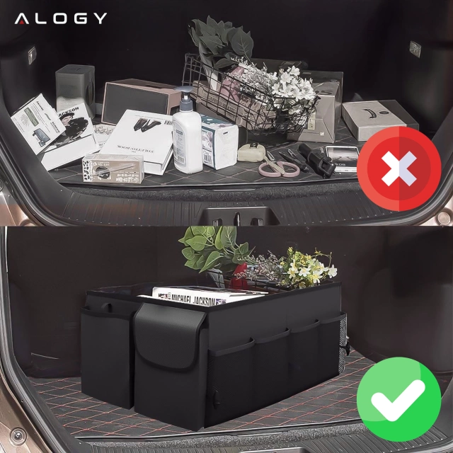 Alogy Organizer samochodowy do bagażnika pojemny sztywny kufer XXL pokrowiec torba do auta Czarny