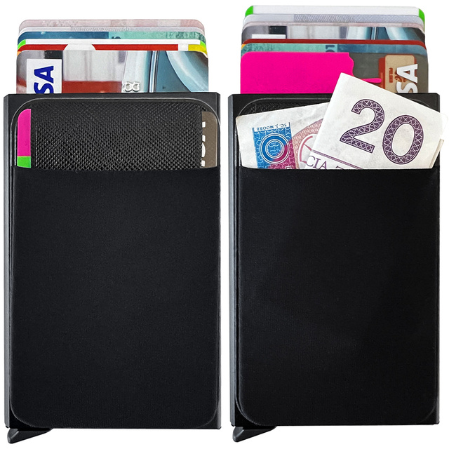 Alogy Portfel antykradzieżowy inteligentny RFID etui na karty minimalistyczne Czarne