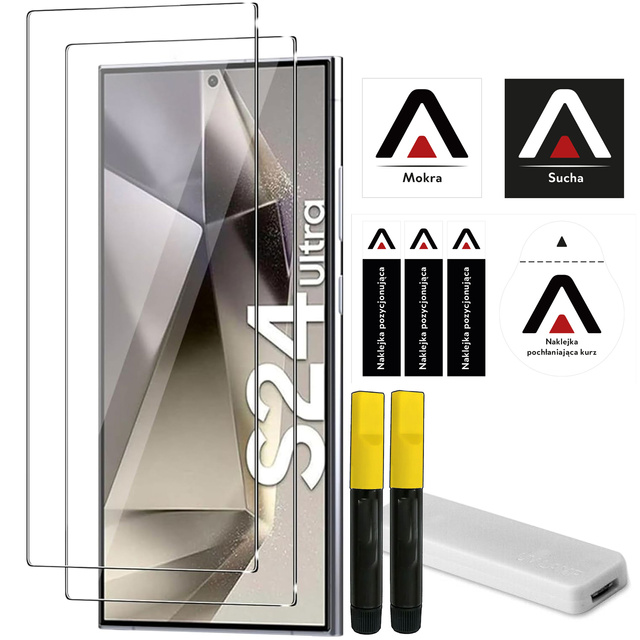 Alogy Glass z lampą UV Glue 2x Szkło hartowane do Samsung Galaxy S24 Ultra na ekran [2szt]