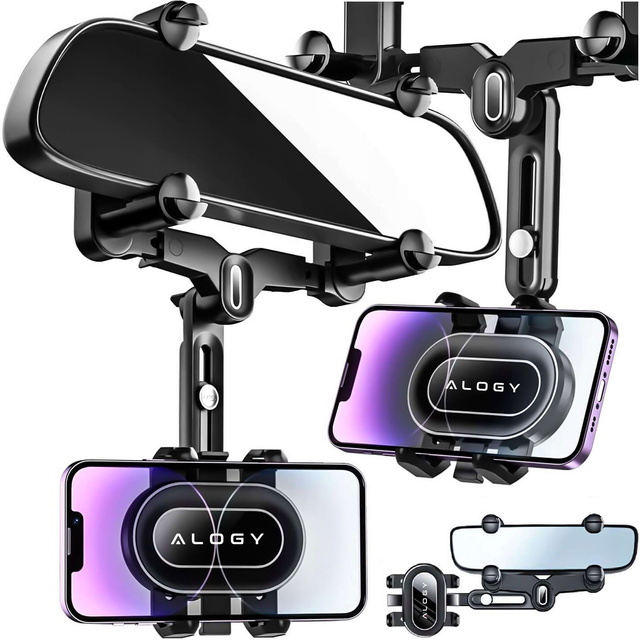 Alogy Uchwyt samochodowy Mirror Car Holder do telefonu na lusterko wsteczne Czarny