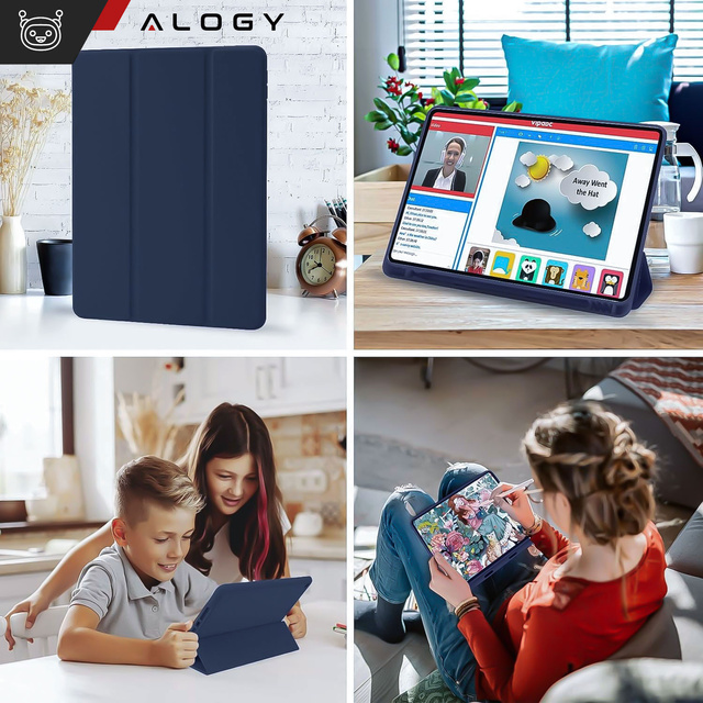 Alogy Etui na tablet Cheap Book Cover TPU + Pencil Space do Apple iPad 10.2 7/8/9Gen 2019/2020/2021 Granatowe