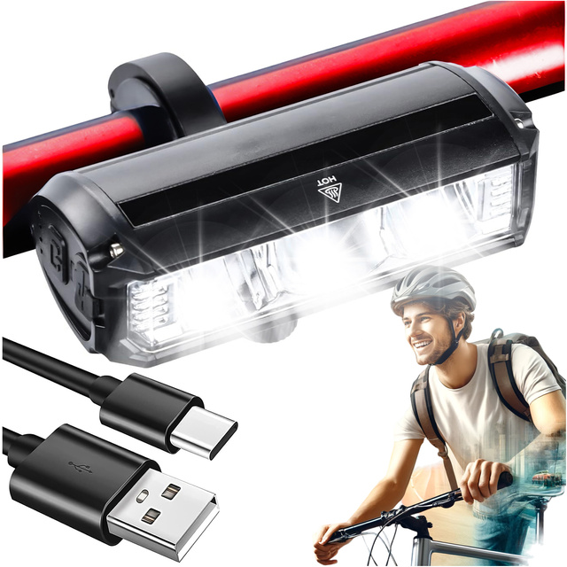 Alogy 610 Lampka rowerowa przednia halogen LED światło oświetlenie roweru na przód rower kierownicę Mocna 900lm czarna