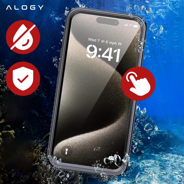 Alogy Etui do Apple iPhone 15 Pro Pancerne 360 case do Mag Safe wodoodporne Armor IP68 czarne