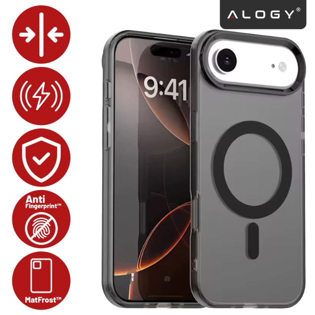 Etui do Apple iPhone 17 Air – matowa obudowa do MagSafe z ochroną obiektywu, smukłe i odporne na zarysowania, idealne dopasowanie – Alogy Skinny MatteCase™ Czarne