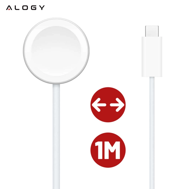 Alogy Ładowarka indukcyjna QI Charger do Apple Watch USB-C 100cm Biała