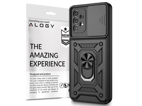Alogy Camshield Stand Ring Etui obudowa z osłonką na aparat do Samsung Galaxy A32 4G Czarne
