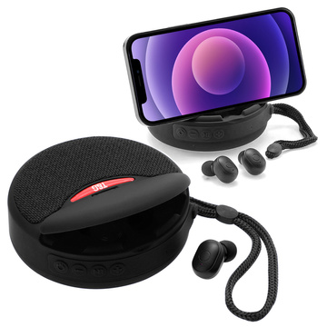 Alogy Zestaw grający 2w1 TWS przenośny Głośnik bezprzewodowy słuchawki Bluetooth BT Wodoodporny Czarny