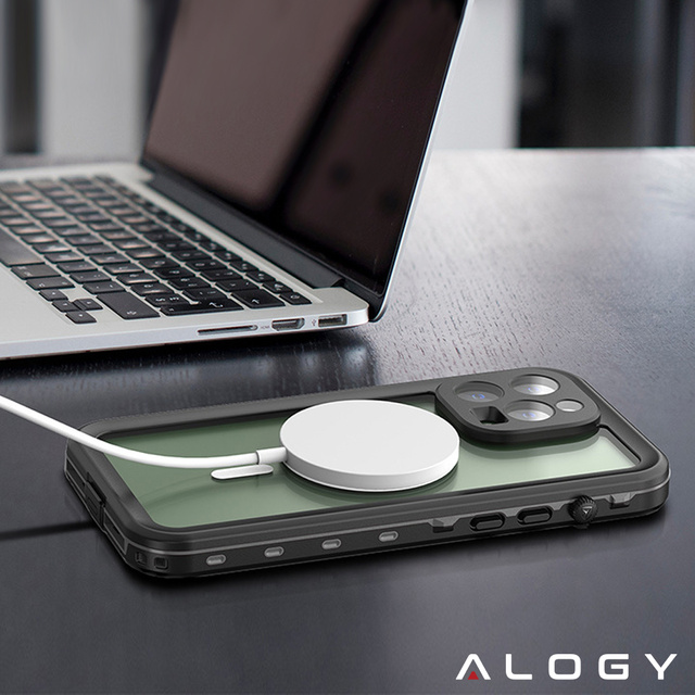 Pancerne Etui Alogy Wodoodporne IP68 Case z przezroczystym tyłem obudowa 360 do MagSafe do Apple iPhone 14 Pro