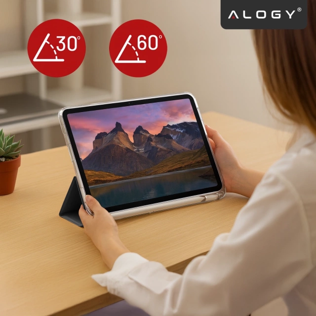Etui do Apple iPad 11gen. 11" 2025 / 10gen. 10.9" 2022 Ochronne Hybrydowe z Miejscem na Rysik, Składana Okładka, Funkcja Podstawki, Alogy HybridBook™ Case  – Czarne