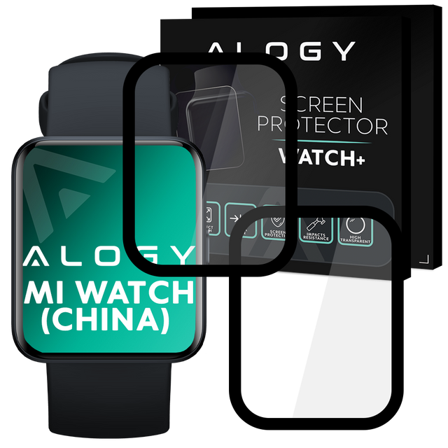 Alogy Full Glue 2x Elastyczne Szkło 3D do Xiaomi Mi Watch (wersja chiny) Black