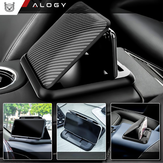 Alogy Carbon Car Holder Uchwyt samochodowy na kokpit deskę do auta podstawka na telefon do 6.8 cali GPS Czarny