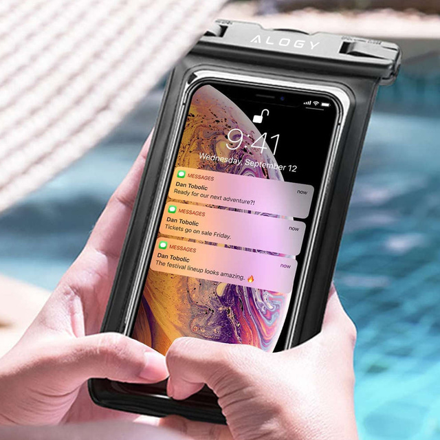 Alogy Etui wodoodporne Waterproof Case torba wodoszczelna uniwersalna IPX8 na telefon i akcesoria Czarne