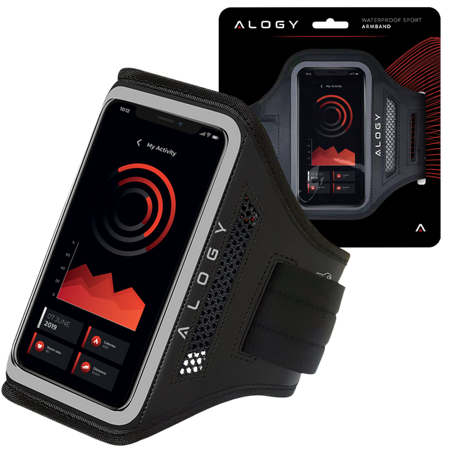 Alogy WaterProof Sport ArmBand Wodoodporne 2x etui sportowe opaska na ramię do telefonu 6.7 cali Czarna [2szt]