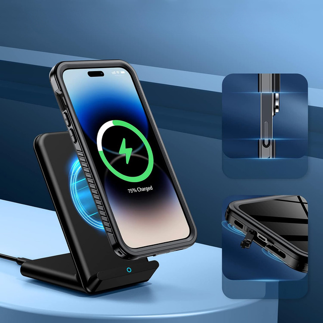 Alogy Etui do iPhone 14 Pro wodoodporne pancerne 360 Case Hybrid ochrona aparatu obiektywów IP68 Waterproof czarne