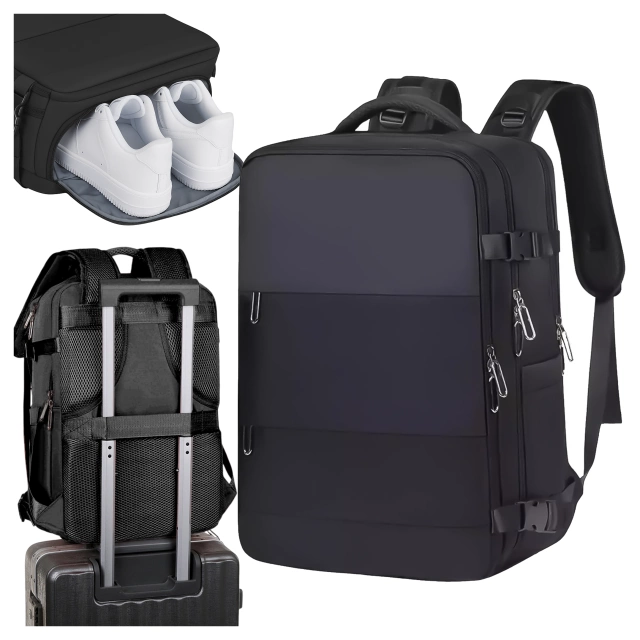 Plecak na laptopa tablet męski damski podróżny na walizkę do biura podróży Unisex 45x30x20cm Alogy Czarny
