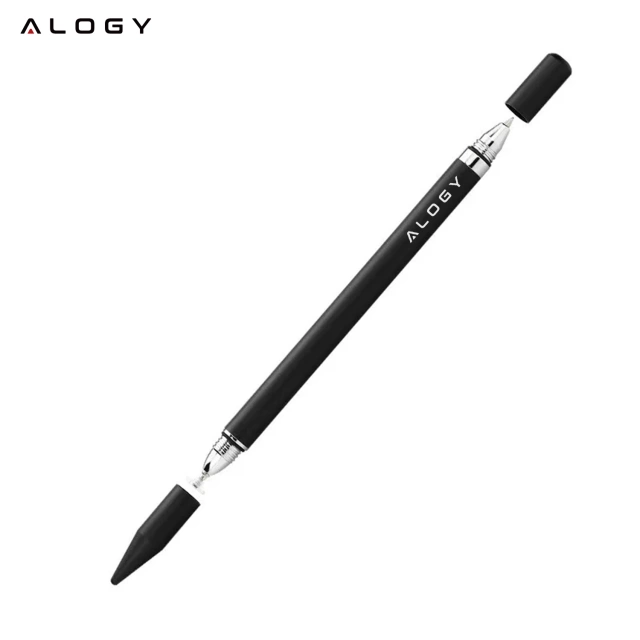 Alogy Rysik dotykowy 2w1 do ekranu telefonu tabletu z długopisem pojemnościowy Czarny
