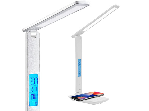 Alogy Lampa biurkowa LED ładowarka indukcyjna Qi 10W z wyświetlaczem Biała