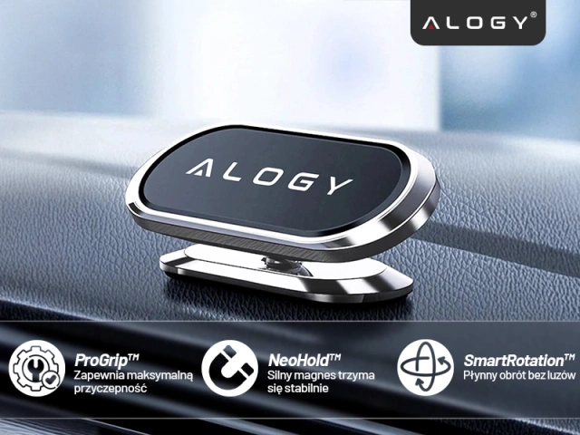 Uchwyt magnetyczny samochodowy Alogy do auta uniwersalny do telefonu na kokpit do deski Srebrny