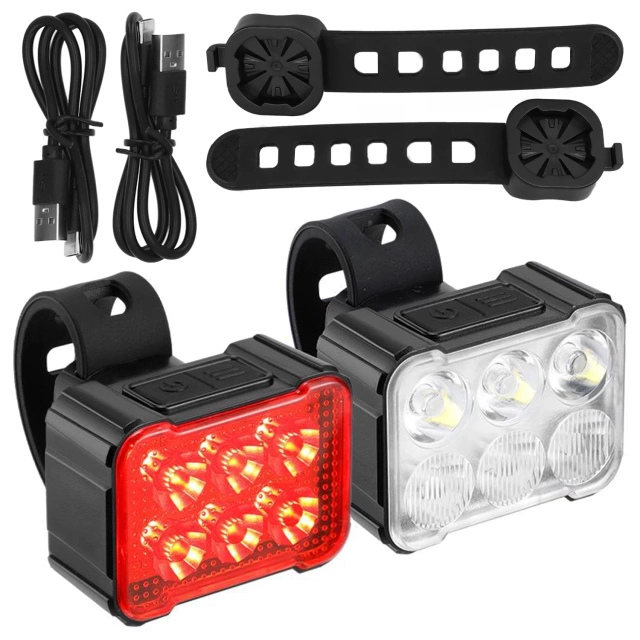 Lampka rowerowa LED Alogy SafeRide™ Lights Latarka na rower wodoodporne światło światełko na przód i tył przednia tylna 2 sztuki