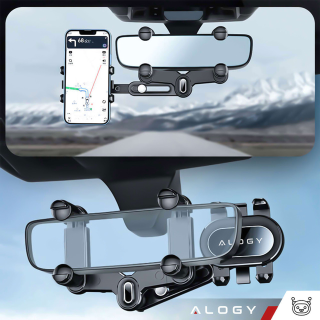 Alogy Uchwyt samochodowy Mirror Car Holder do telefonu na lusterko wsteczne Czarny