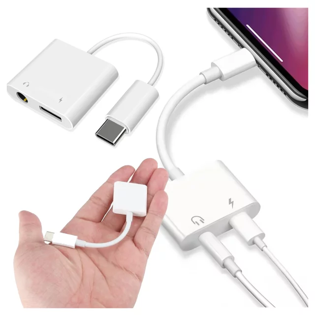 Adapter USB-C do Mini Jack 3.5mm i USB-C Kabel AUX Alogy do Apple iPhone USB-C Biały