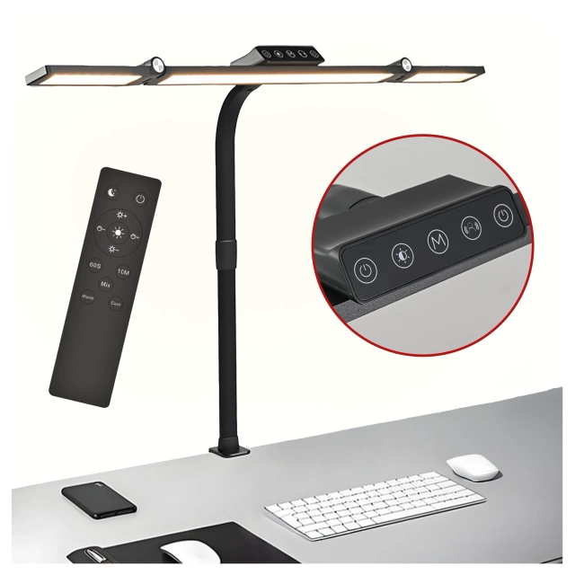  Lampa Biurkowa LED Kreślarska do Monitora ze Składaną Konstrukcją, Regulowaną Jasnością i Pełnym Spektrum Światła, z Mocowaniem do Blatu, Ochrona Oczu, Alogy DeskPro™