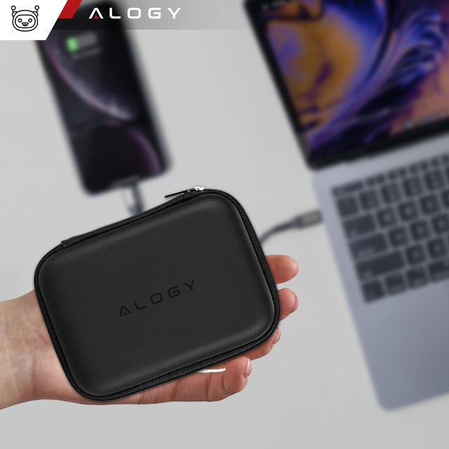 Alogy Ładowarka Kabel Etui Zestaw Quick Charge QC 3.0 USB-A + USB-C PD 65W + kabel 2M Czarny