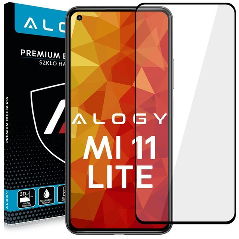 Alogy Szkło na ekran Full Glue case friendly do Xiaomi Mi 11 Lite Czarne