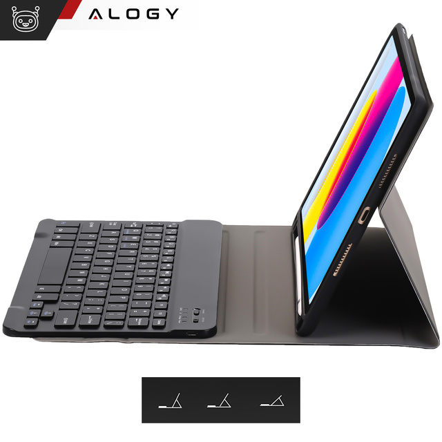 Alogy Etui z klawiatura bezprzewodowa Keyboard Case z miejscem na rysik do Apple iPad 10.9 2022 Czarne