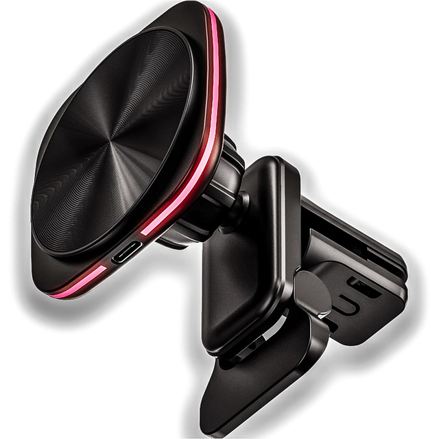 Alogy Uchwyt samochodowy na kratkę z ładowarką Mag Safe 15w do iPhone LED PD QC 3.0 do kratki wentylacyjnej auta czarny