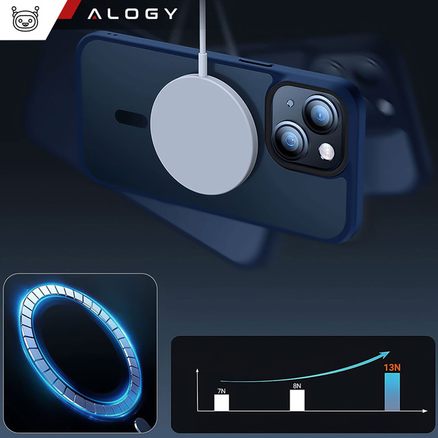 Alogy Etui ochronne do iPhone 13 Ring Case obudowa na telefon do MagSafe Granatowe