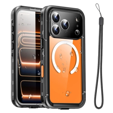 Etui Wodoodporne do Apple iPhone 17 Pro 6,3", Pancerna Obudowa 360° z Przezroczystym Tyłem, Kompatybilna z MagSafe, Alogy HydroArmor™ IP68 Case – Czarne