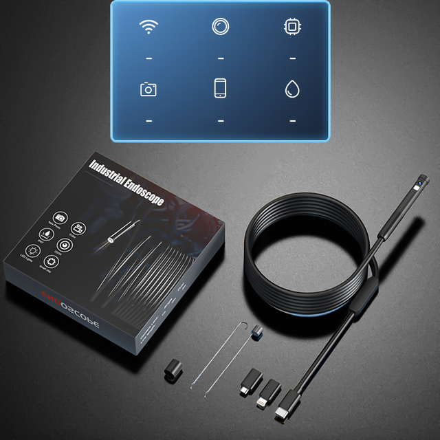 Alogy Duo Cam Endoskop Kamera inspekcyjna endoskopowa 1920 Full HD Lightning do iPhone, USB-C, micro USB 3m 8mm czarna