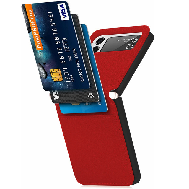 Alogy Etui na telefon z klapką portfel skórzane do Samsung Galaxy Z Flip 3 5G Czerwone