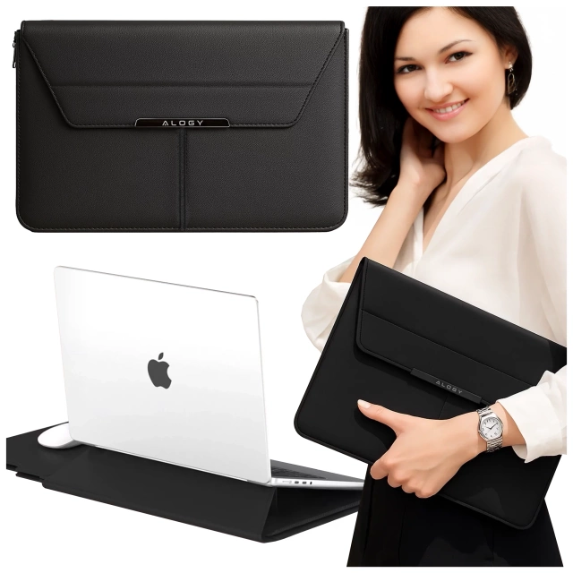 Torba na laptopa Alogy FlexCase Pro wielofunkcyjna rozkładana z podstawką i podkładką na myszkę do Macbooka 13/  14" Czarna