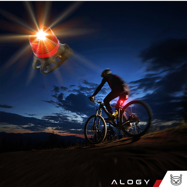2x Lampka rowerowa tylna na tył roweru oświetlenie LED światełko światło tylnie czerwona aluminiowa wodoodporna IPX4 50lm Alogy