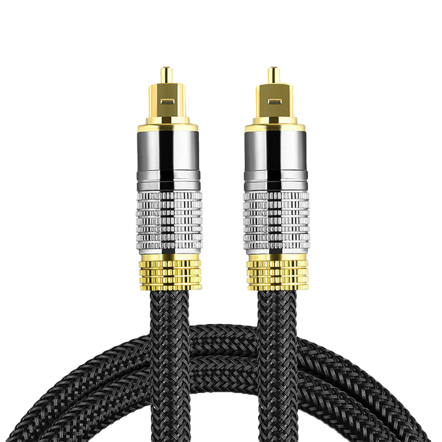 Kabel optyczny cyfrowy Audio 1.8m – krystaliczny dźwięk bez szumów i zakłóceń, pozłacane końcówki, nylonowy oplot 6.0 mm do TV i PC – Alogy OptiSound™ Czarny