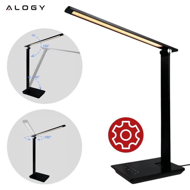Lampka biurkowa LED składana Alogy Desk LED Lamp z gniazdem USB z możliwością ładowania Czarna