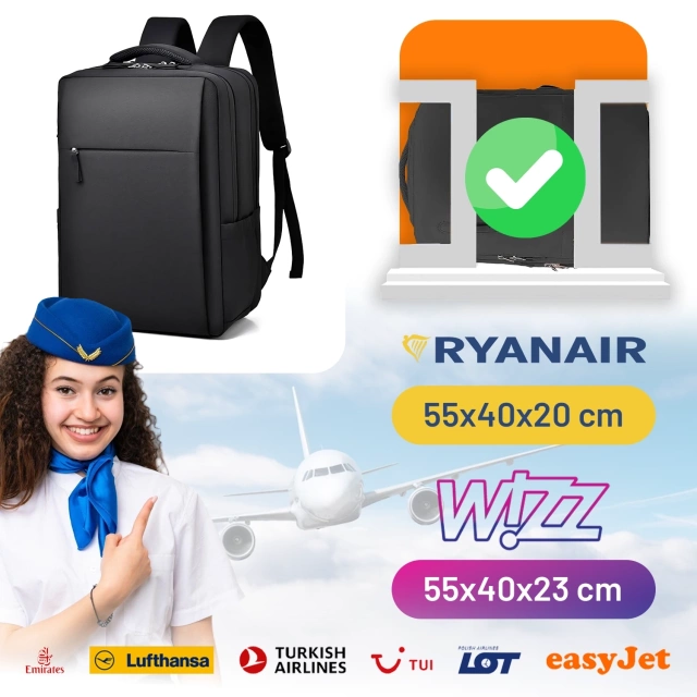 Plecak biznesowy na laptopa 15–16" – wodoodporny, odporny na wstrząsy, z kieszenią na butelkę i paskiem na walizkę – Alogy UrbanPack Pro™ Czarny